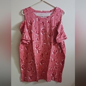 Woman Within Womens Floral Cold Shoulder Tunic 1x(22/24) A-4